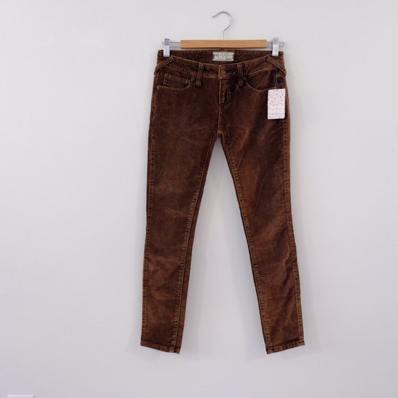 Free People brown corduroy low raise skinny jeans - Picture 4 of 6
